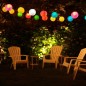 Lampion solar decorativ, iluminat LED alb rece, diametru 20 cm, protectie IP44, maner suspendare