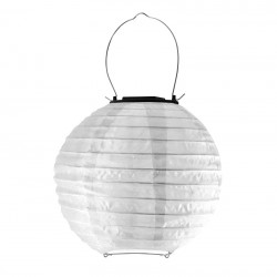 Lampion solar decorativ, iluminat LED alb rece, diametru 20 cm, protectie IP44, maner suspendare