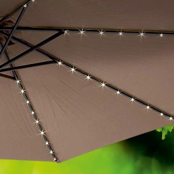 Ghirlanda solara umbrela, 72 LED-uri alb rece, 8 segmente cu lungime 1.45 m, 2 moduri iluminare, IP44, exterior