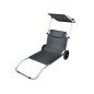 Sezlong pliabil cu paravan protectie solara, 2 roti, tetiera, 115x62cm, gri