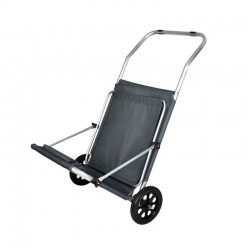 Sezlong pliabil cu paravan protectie solara, 2 roti, tetiera, 115x62cm, gri