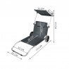 Sezlong pliabil cu paravan protectie solara, 2 roti, tetiera, 115x62cm, gri