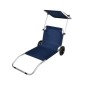Sezlong pliabil cu umbrela, portabil pe roti, cadru aluminiu, tetiera, 115x62cm, albastru Sezlong pliabil cu umbrela, portabil pe roti, cadru aluminiu, tetiera, 115x62cm, albastru