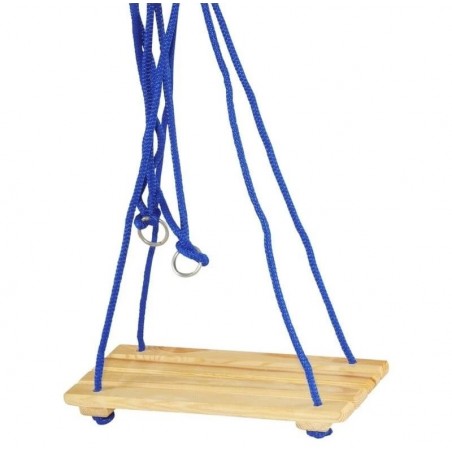 Leagan cu sezut lemn pentru copii, suspendare inele metalice, scaun 40.2x17.5x5 cm