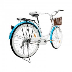Bicicleta dama, 26 inch, cadru fara bara, otel, cos cumparaturi si motive florale, MalTrack