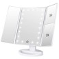 Oglinda cosmetica LED, rotativa, iluminare reglabila, zoom 2x si 3x, alimentare USB si baterii, alba Oglinda cosmetica LED, rotativa, iluminare reglabila, zoom 2x si 3x, alimentare USB si baterii, alba