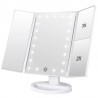 Oglinda cosmetica LED, rotativa, iluminare reglabila, zoom 2x si 3x, alimentare USB si baterii, alba