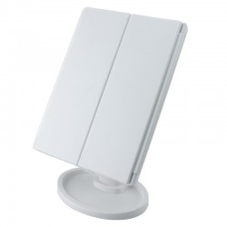 Oglinda cosmetica LED, rotativa, iluminare reglabila, zoom 2x si 3x, alimentare USB si baterii, alba