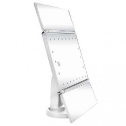 Oglinda cosmetica LED, rotativa, iluminare reglabila, zoom 2x si 3x, alimentare USB si baterii, alba
