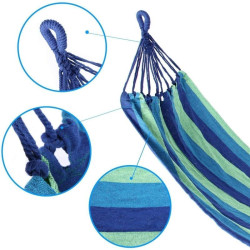 Hamac pentru o persoana, 85x195 cm, maxim 150 kg, 100% bumbac, sac de protectie