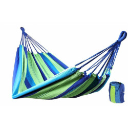 Hamac pentru o persoana, 85x195 cm, maxim 150 kg, 100% bumbac, sac de protectie