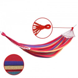 Hamac dublu cu tija din lemn, 160x180, sac de depozitare, bumbac, capacitate 200 kg