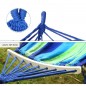 Hamac dublu, 160x180 cm, tije sustinere lemn, material bumbac, maxim 2 persoane 200 kg