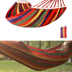 Hamac o persoana, dimensiuni 83x200 cm, sustinere cu bare de lemn, sac depozitare, maxim 150 kg