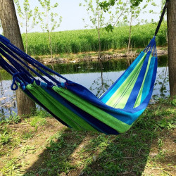 Hamac pentru o persoana, 85x195 cm, maxim 150 kg, 100% bumbac, sac de protectie