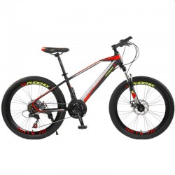 Bicicleta Mountain Bike cadru 13", 21 viteze, roti 24 inch, schimbator Shimano, frana disc, suspensii furca cu blocare, Phoenix