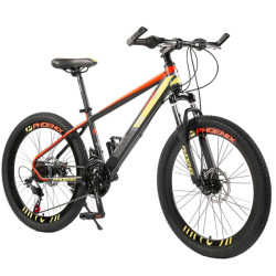 Bicicleta Mountain Bike cadru otel 13", roti 20 inch, 21 viteze, schimbator Shimano, suspensii pe furca cu blocator, Phoenix