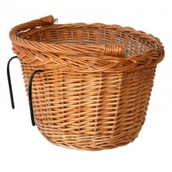 Cos de bicicleta, ratan, tije metalice pentru atasare, montare ghidon, toarta, maro natur