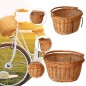 Cos de bicicleta, ratan, tije metalice pentru atasare, montare ghidon, toarta, maro natur