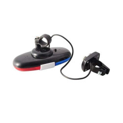 Sonerie tip sirena politie pentru bicicleta, 4 melodii, 6 LED-uri, controler, fixare ghidon
