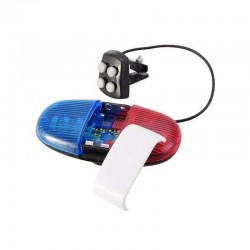 Sonerie tip sirena politie pentru bicicleta, 4 melodii, 6 LED-uri, controler, fixare ghidon