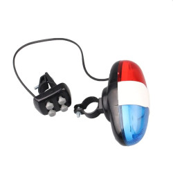 Sonerie tip sirena politie pentru bicicleta, 4 melodii, 6 LED-uri, controler, fixare ghidon