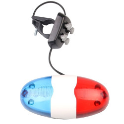 Sonerie tip sirena politie pentru bicicleta, 4 melodii, 6 LED-uri, controler, fixare ghidon