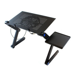 Masuta pliabila pentru laptop 26x42 cm, cooler 2500RPM, USB, suport mouse, aluminiu, inaltime ajustabila
