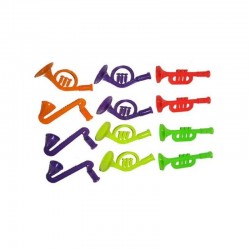Set 12 mini trompete decor party, forme si culori diferite