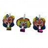 Suflatori spirala Clown pentru petrecere, set 3 bucati multicolore