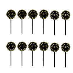 Propsuri VIP inaltime 7.5 cm, negru-auriu, set 12 piese