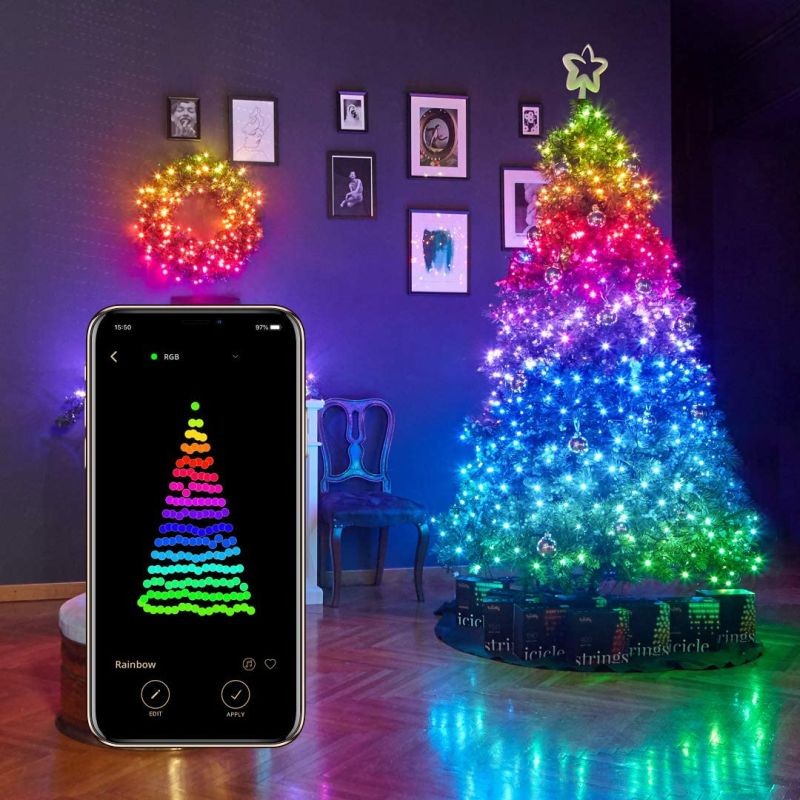 Accord to call pine tree Instalatie smart Twinkly 250 LED-uri RGB, Bluetooth, Wi-Fi control  smartphone, lungime 20 m, IP44