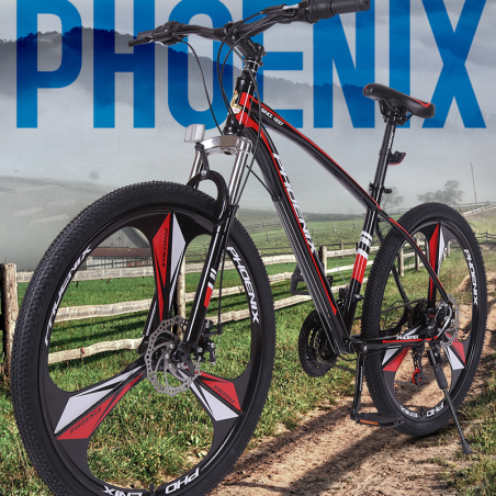 Bicicleta MTB Tornado, roti 26 inch, 21 viteze, cadru otel 17", suspensii furca, frane disc, Phoenix
