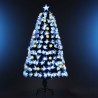 Brad artificial cu fibra optica si fulgi de zapada iluminati LED, 180 cm, varf stea