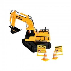 Excavator cu telecomanda 15 canale, scara 1:24, efecte sonore, raza actiune 30-50m, reincarcabil USB, senile cauciuc