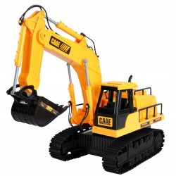 Excavator cu telecomanda 15 canale, scara 1:24, efecte sonore, raza actiune 30-50m, reincarcabil USB, senile cauciuc