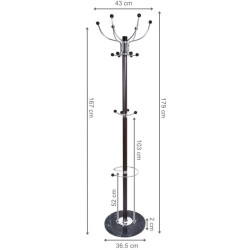 Cuier metalic tip pom, 179 cm,16 brate, suport pentru umbrela, baza marmura