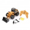 Buldozer cu telecomanda 6 canale, reincarcabil USB, cupa metalica, tractiune 4x4, rotire 360 grade, LED