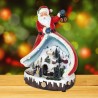 Decoratiune de Craciun, tip sceneta muzicala, cu ornament Mos Craciun si trenulet rotativ, iluminata LED, 31 cm