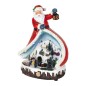 Decoratiune de Craciun, tip sceneta muzicala, cu ornament Mos Craciun si trenulet rotativ, iluminata LED, 31 cm