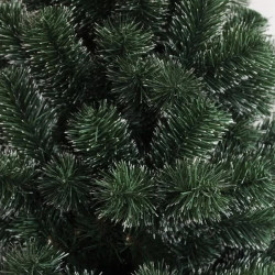 Brad artificial de Craciun, Pin Cashmere 220 cm, varfuri albe, ace subtiri, verde natural