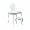 Set masa de toaleta si scaun pentru fetite, oglinda, sertar, lemn alb cu design vintage, 108x71x39.5 cm