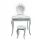 Set masa de toaleta si scaun pentru fetite, oglinda, sertar, lemn alb cu design vintage, 108x71x39.5 cm