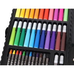 Set pictura si desen 86 piese, valiza depozitare, creioane colorate, carioci, acuarele