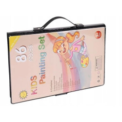 Set pictura si desen 86 piese, valiza depozitare, creioane colorate, carioci, acuarele