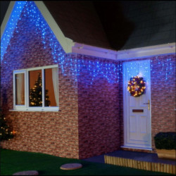 Instalatie 140 Led-uri, tip perdea efect ploaie, 0.5x2 m, alimentare retea, lumina albastra