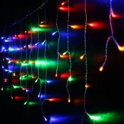 Instalatie decorativa tip perdea de lumini, 140 LED-uri, lumina multicolora, decor Craciun, 0.5x2 m