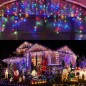Instalatie decorativa tip perdea de lumini, 140 LED-uri, lumina multicolora, decor Craciun, 0.5x2 m