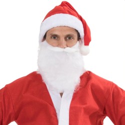 Costum complet Mos Craciun, 5 piese, material moale, marime universala, barba inclusa