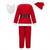 Costum complet Mos Craciun, 5 piese, material moale, marime universala, barba inclusa
